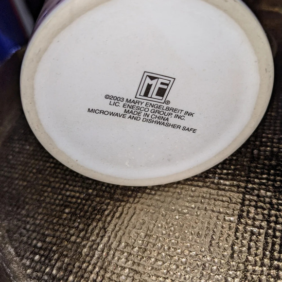 Mary Engelbreit Mug Initial H Purple Lavender Blue House Heart Floral Whimsical - Picture 7 of 7